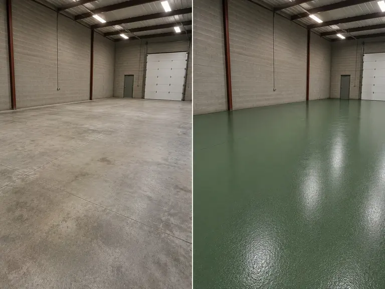 Solid industrial green floor coating in Marion Iowa