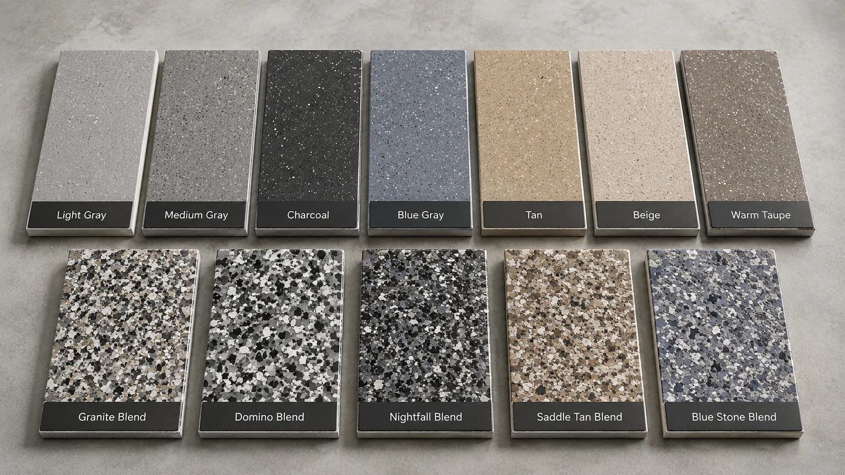 Floor coating colors and finish options from Corridor Floor Coatings in Eastern Iowa