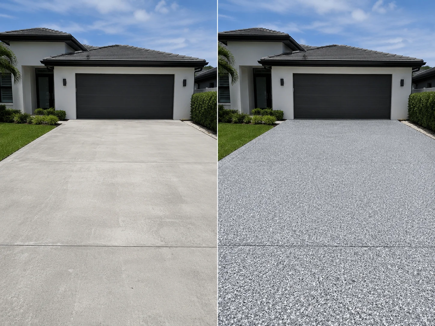 Finished Eastern Iowa driveway after professional preparation and decorative coating installation