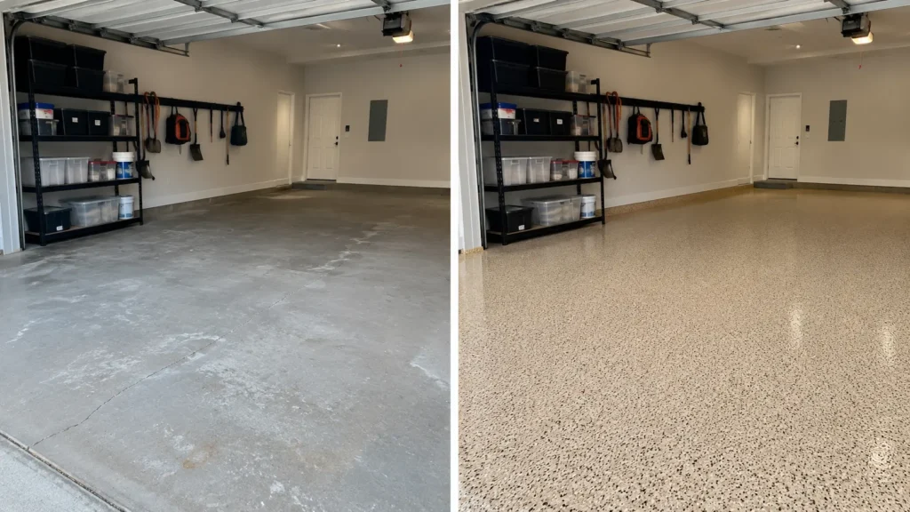 Cedar Falls epoxy floor coating example for a shared-use or business space
