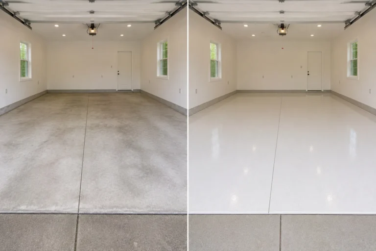 Pearl white solid gloss epoxy floor coating in Independence Iowa
