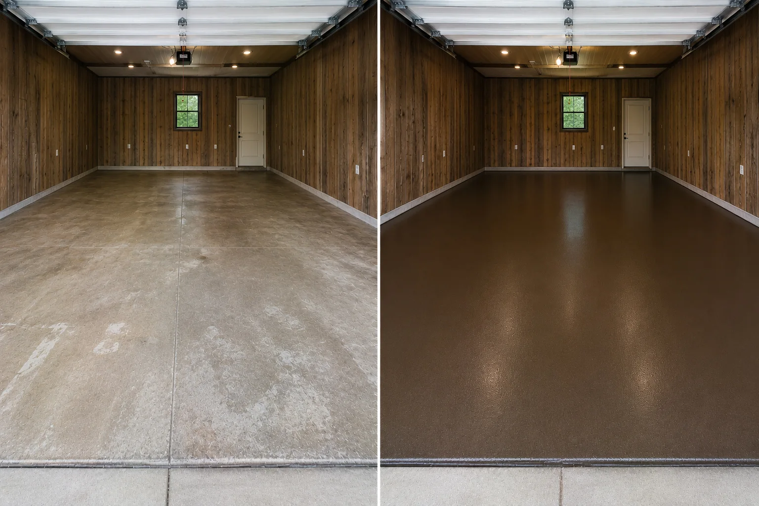 Dark brown solid epoxy floor coating example in Keystone Iowa