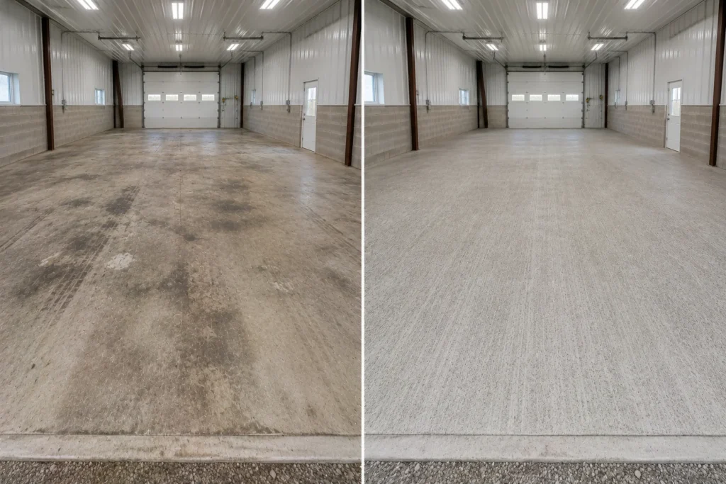 North Liberty Iowa shop floor during professional grinding and surface preparation