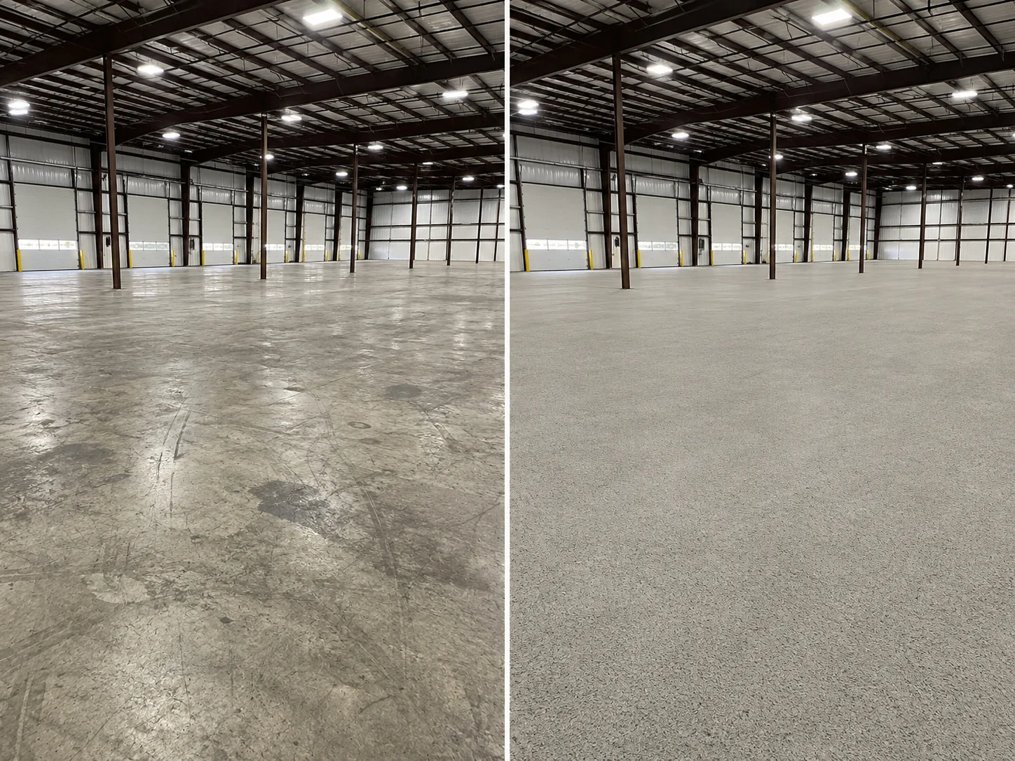 Professional mechanical preparation for a warehouse floor coating project in Norway Iowa