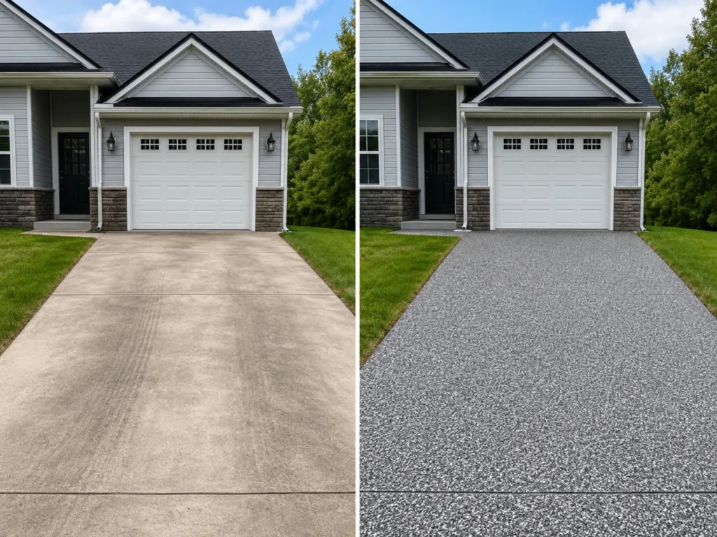 Decorative flake driveway coating in Waterloo Iowa