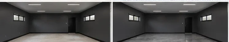 Dark Garage Floor Coating Before and After in Waverly, Iowa